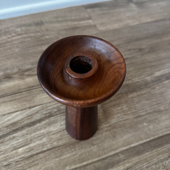 Oregon myrtle wood candle stick holder MCM Vtg - Picture 2 of 7